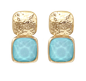 GEMSTONE SQUARE DROP EARRINGS