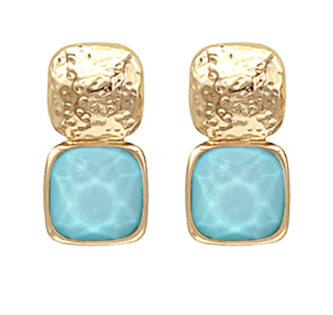 GEMSTONE SQUARE DROP EARRINGS (LARGE)