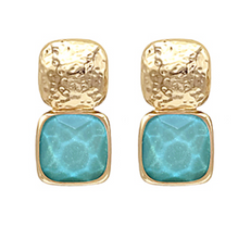 GEMSTONE SQUARE DROP EARRINGS