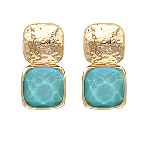 GEMSTONE SQUARE DROP EARRINGS