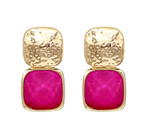GEMSTONE SQUARE DROP EARRINGS
