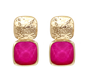 GEMSTONE SQUARE DROP EARRINGS