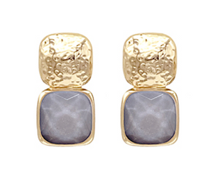 GEMSTONE SQUARE DROP EARRINGS