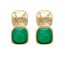 GEMSTONE SQUARE DROP EARRINGS