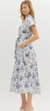NAVY & WHITE TOILE MIDI DRESS