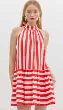 RED & WHITE STRIPE HALTER MINI