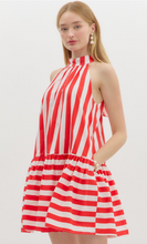 RED & WHITE STRIPE HALTER MINI
