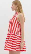 RED & WHITE STRIPE HALTER MINI