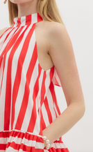 RED & WHITE STRIPE HALTER MINI