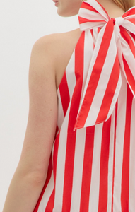 RED & WHITE STRIPE HALTER MINI