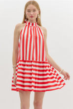 RED & WHITE STRIPE HALTER MINI