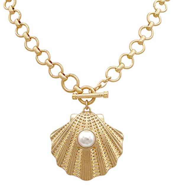 SEA SHELL PENDANT TOGGLE CHAIN NECKLACE