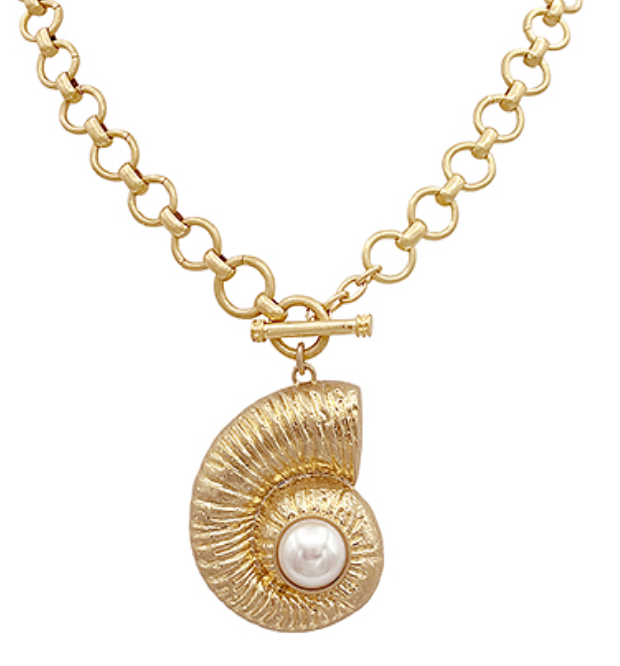 AMMONITE SHELL PENDANT TOGGLE CHAIN NECKLACE