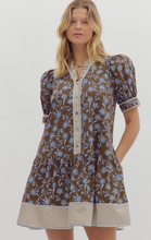 FALL PUFF SLEEVE MINI DRESS (CHOCOLATE)