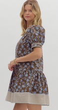 FALL PUFF SLEEVE MINI DRESS (CHOCOLATE)