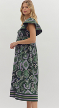 FALL FLUTTER SLEEVE MIDI DRESS (GREEN)