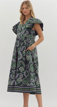 FALL FLUTTER SLEEVE MIDI DRESS (GREEN)