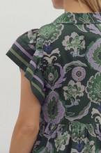 FALL FLUTTER SLEEVE MIDI DRESS (GREEN)