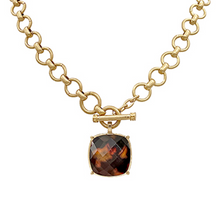 GEMSTONE PENDANT TOGGLE CHAIN NECKLACE