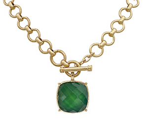 GEMSTONE PENDANT TOGGLE CHAIN NECKLACE