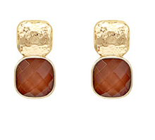 GEMSTONE SQUARE DROP EARRINGS (LARGE)