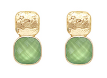 GEMSTONE SQUARE DROP EARRINGS (LARGE)