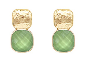 GEMSTONE SQUARE DROP EARRINGS (LARGE)