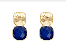 GEMSTONE SQUARE DROP EARRINGS (LARGE)