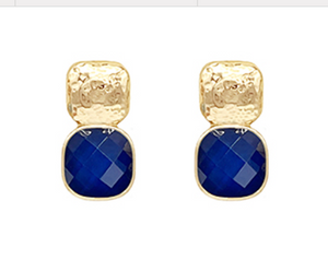 GEMSTONE SQUARE DROP EARRINGS (LARGE)