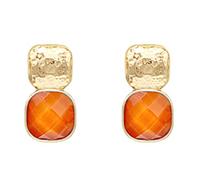 GEMSTONE SQUARE DROP EARRINGS (LARGE)
