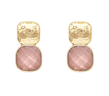GEMSTONE SQUARE DROP EARRINGS (LARGE)
