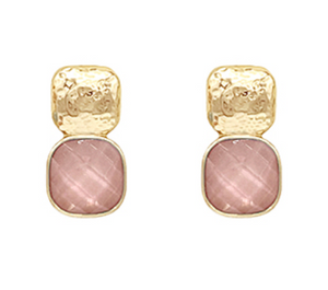 GEMSTONE SQUARE DROP EARRINGS (LARGE)