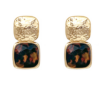 GEMSTONE SQUARE DROP EARRINGS (LARGE)