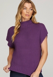 COTTON KNIT MOCK NECK BLOUSE