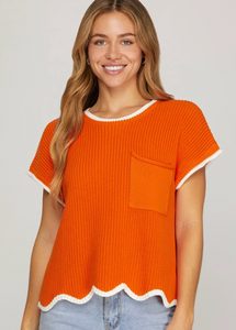 GAME DAY SCALLOP HEM KNIT