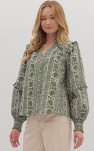 OLIVE FALL PRINTED BLOUSE