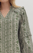 OLIVE FALL PRINTED BLOUSE