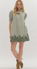 EMBROIDERED HEM STRIPE DRESS