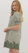 EMBROIDERED HEM STRIPE DRESS