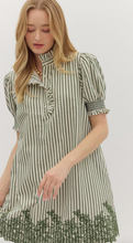 EMBROIDERED HEM STRIPE DRESS