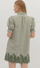 EMBROIDERED HEM STRIPE DRESS