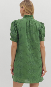 FLORAL APPLIQUÉ FRONT BUTTON DRESS