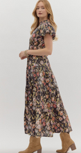 CHOCOLATE FALL FLORAL MIDI DRESS