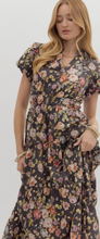 CHOCOLATE FALL FLORAL MIDI DRESS