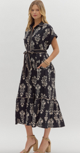 BOTANICAL BELTED MIDI DRESS