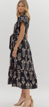 BOTANICAL BELTED MIDI DRESS