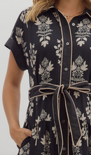 BOTANICAL BELTED MIDI DRESS