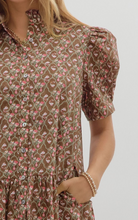 LATTICE FLORAL PRINTED MINI DRESS