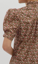 LATTICE FLORAL PRINTED MINI DRESS