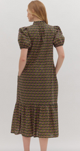 BLOCK FLORAL PRINTED MIDI DRESS